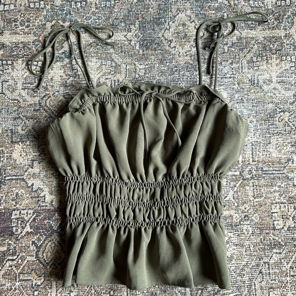 Nordstrom Topshop gathered spaghetti strap camisole